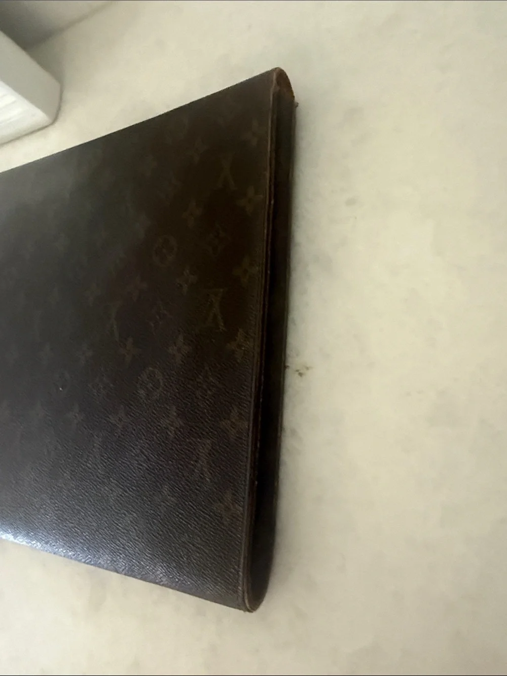 Louis Vuitton Monogram Canvas Men's Briefcase with Tan Leather Tab